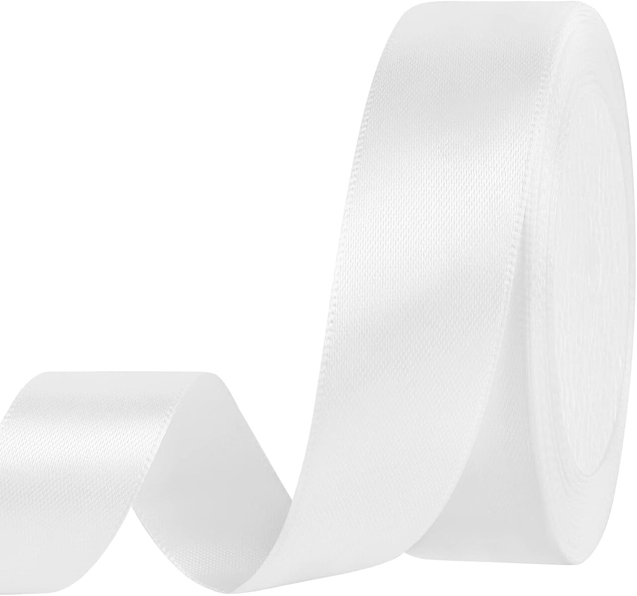 1 Inch Double Face Satin Ribbon White, 25Yards Craft Fabric Ribbon